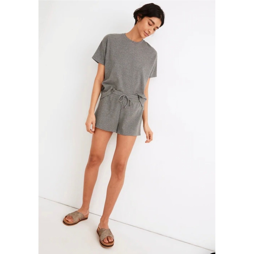 Madewell MWL Women Breeze Drawstring Pajama Shorts Sm Heather Zinc Lounge Modal